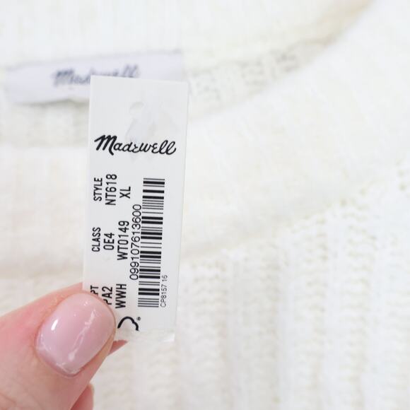 NWT Madewell Ribbed Cotton-Blend Supersoft Stretch Sweater Winter White Size XL - Picture 8 of 8